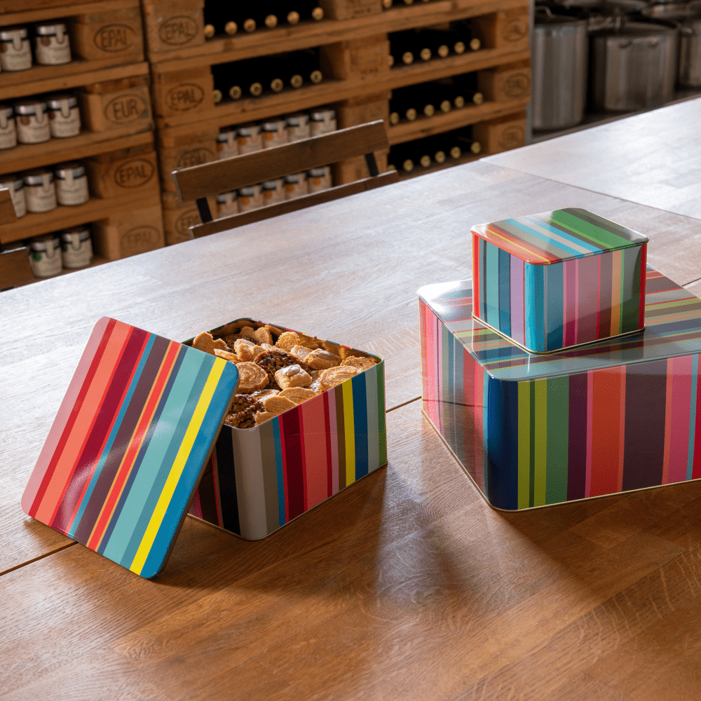 Set of Tin Boxes 'Stripes', set of 3