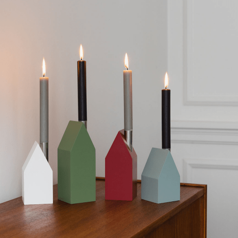 House-shaped candleholders, set of 4