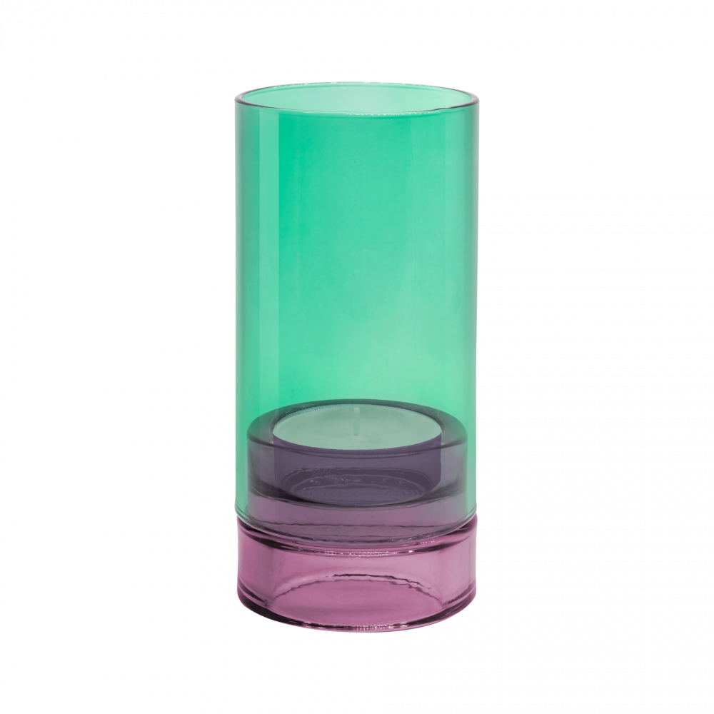 Glass lantern 'Lys' aqua